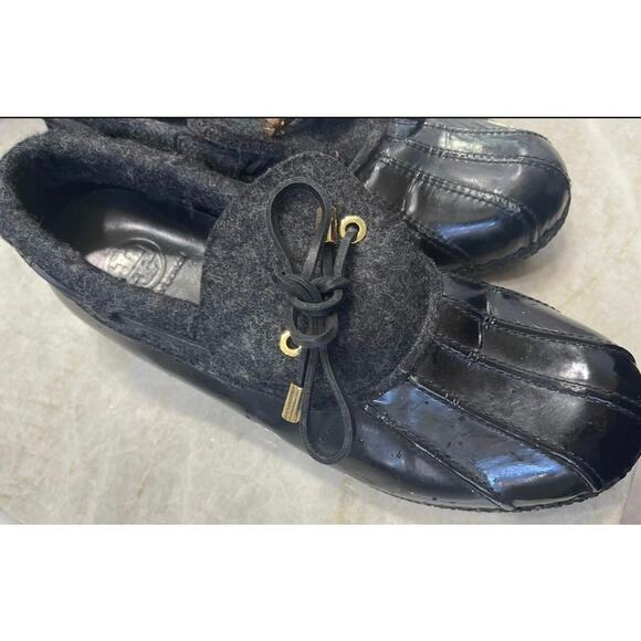 Tory Burch black patent leather duck rain shoes sz 11/41 - Picture 11 of 16